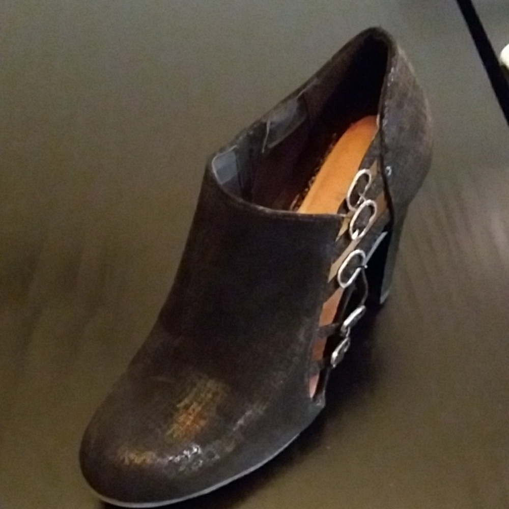 New York Transit Silvery Black Ankle Boots Sz 8